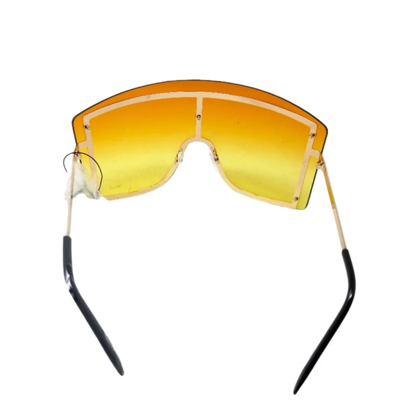 Oversized Yellow and Orange Temple Frame Gradient Rimless Sunglasses - Picture 5 of 6